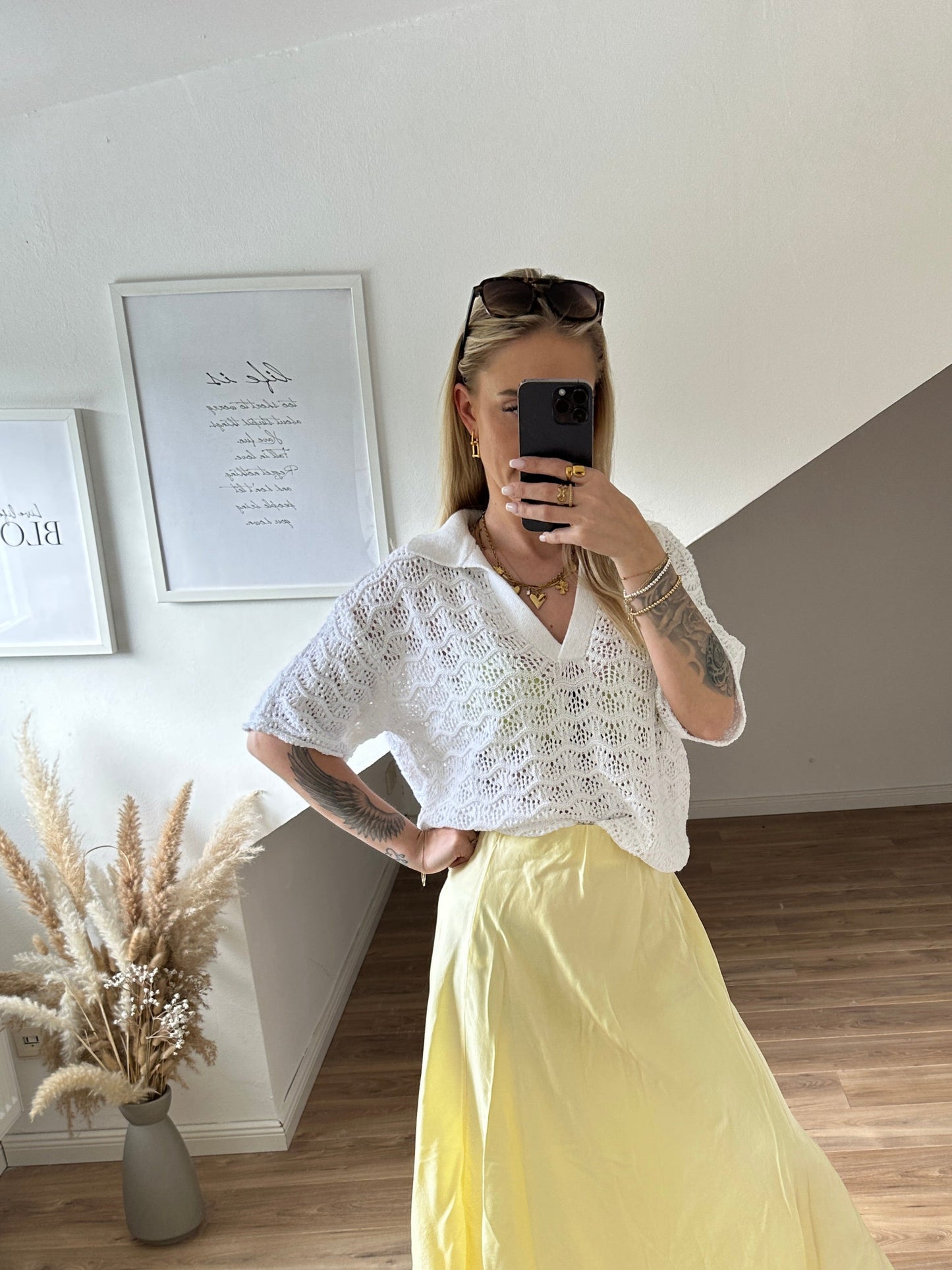 Strick Shirt Weiß