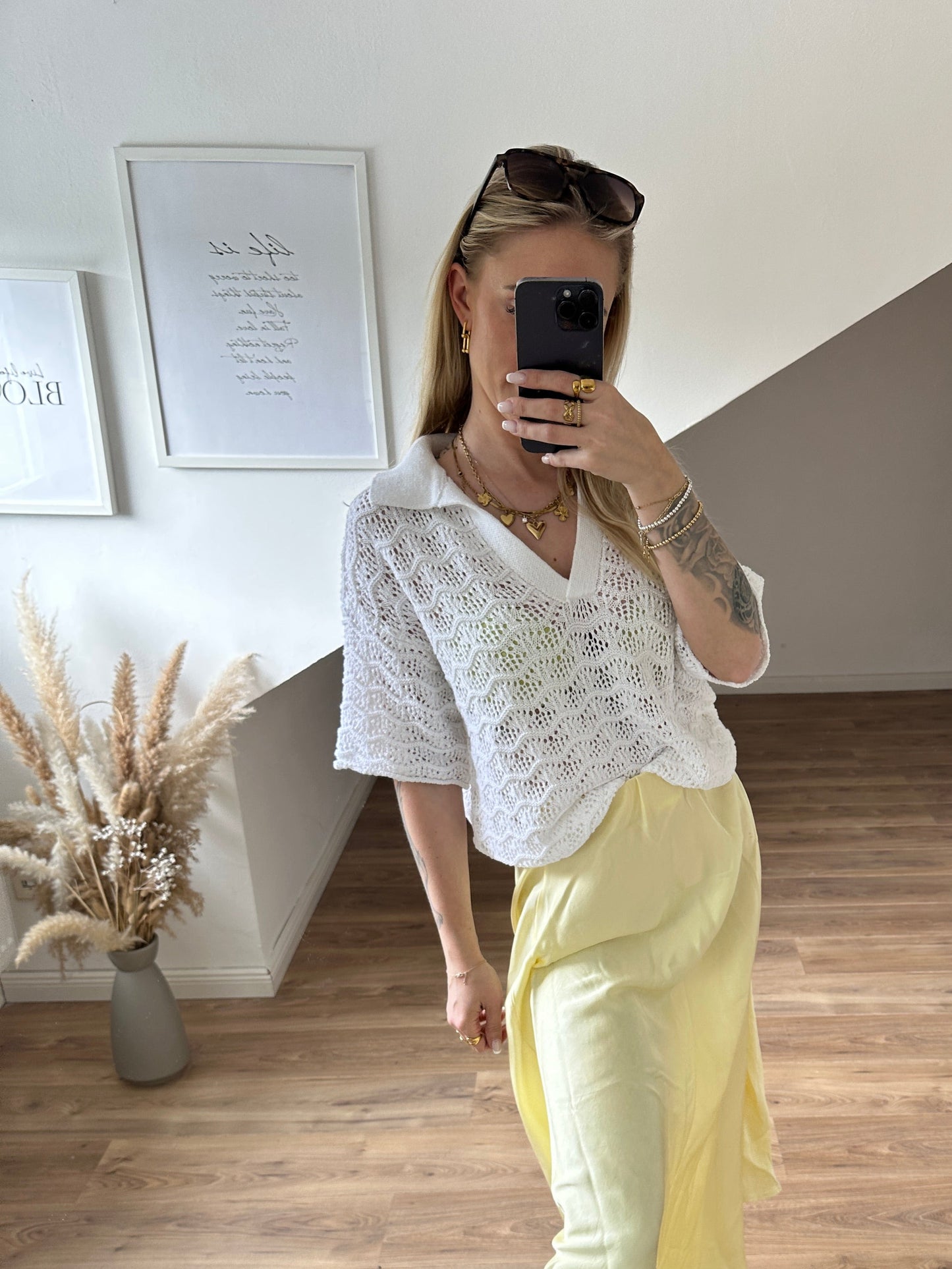 Strick Shirt Weiß