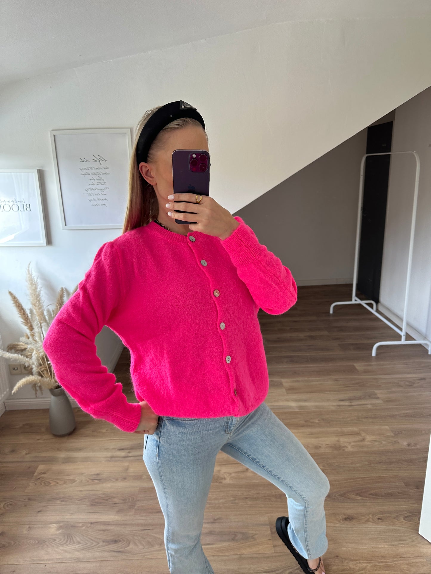 Alpaka Cardigan Neon Pink