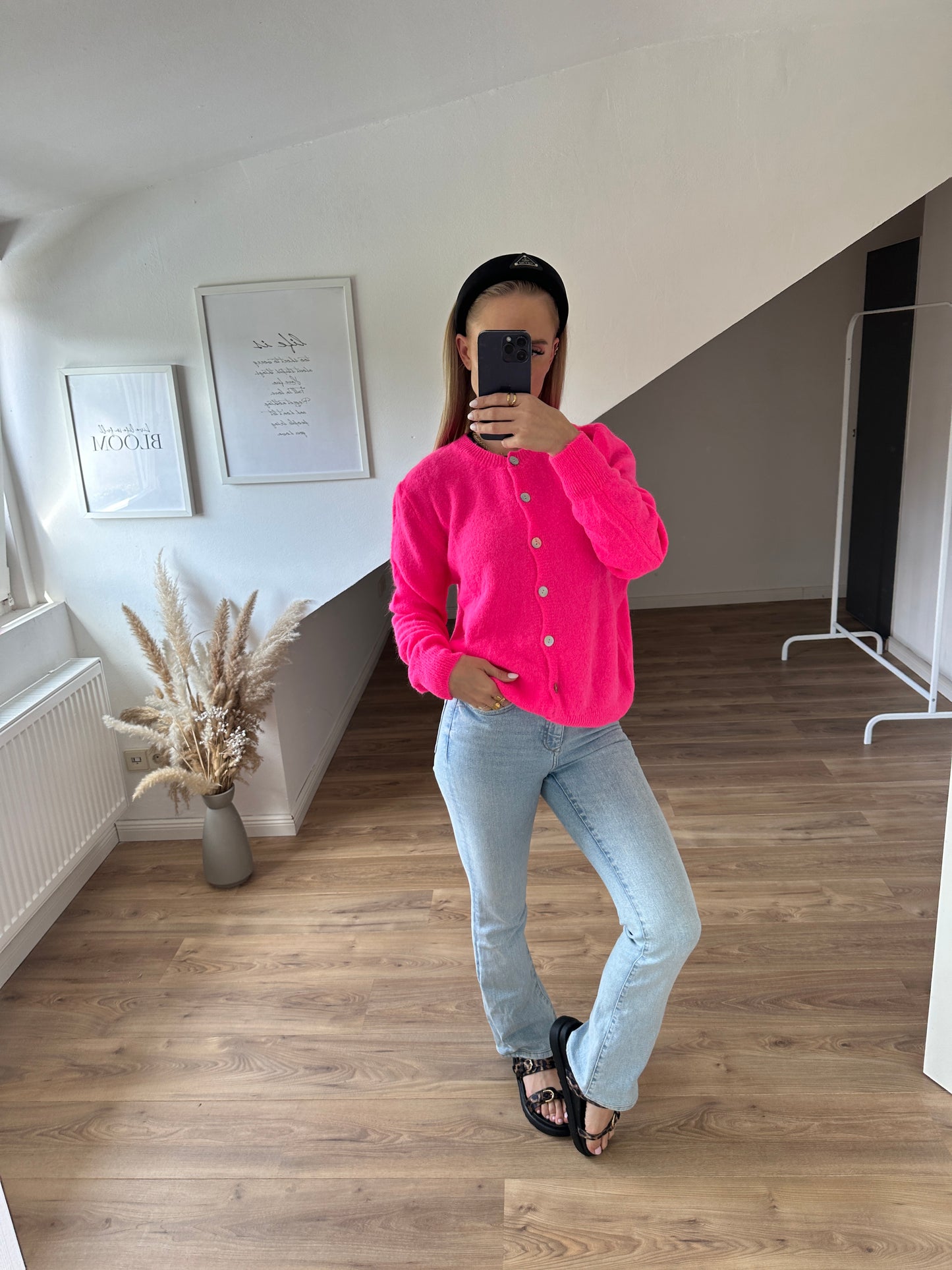 Alpaka Cardigan Neon Pink