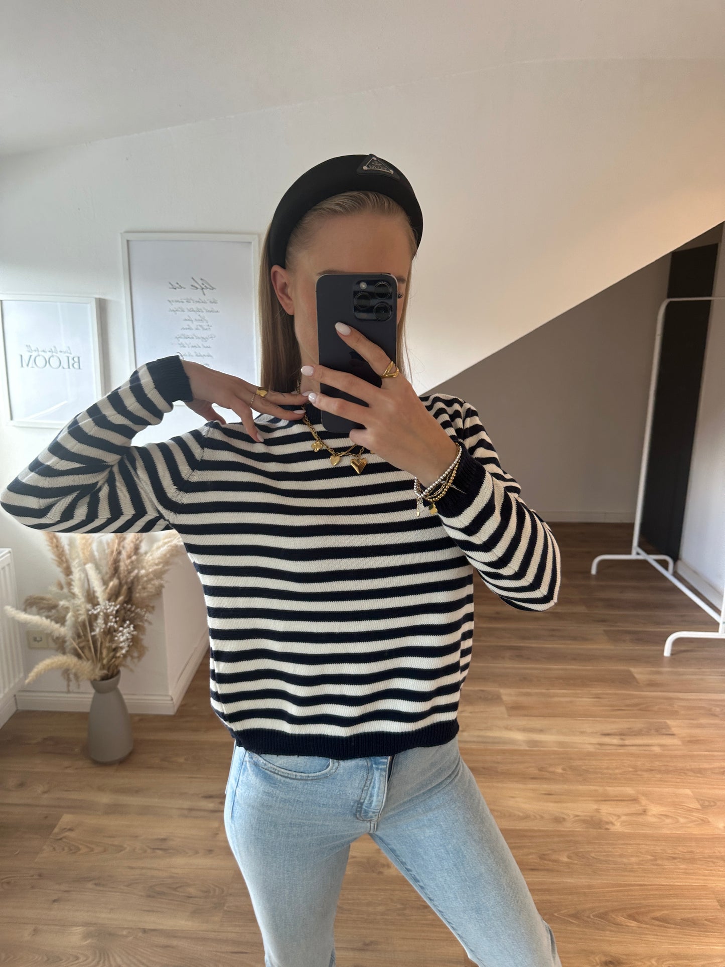 Streifchen Pulli Alva Gelb Weiß