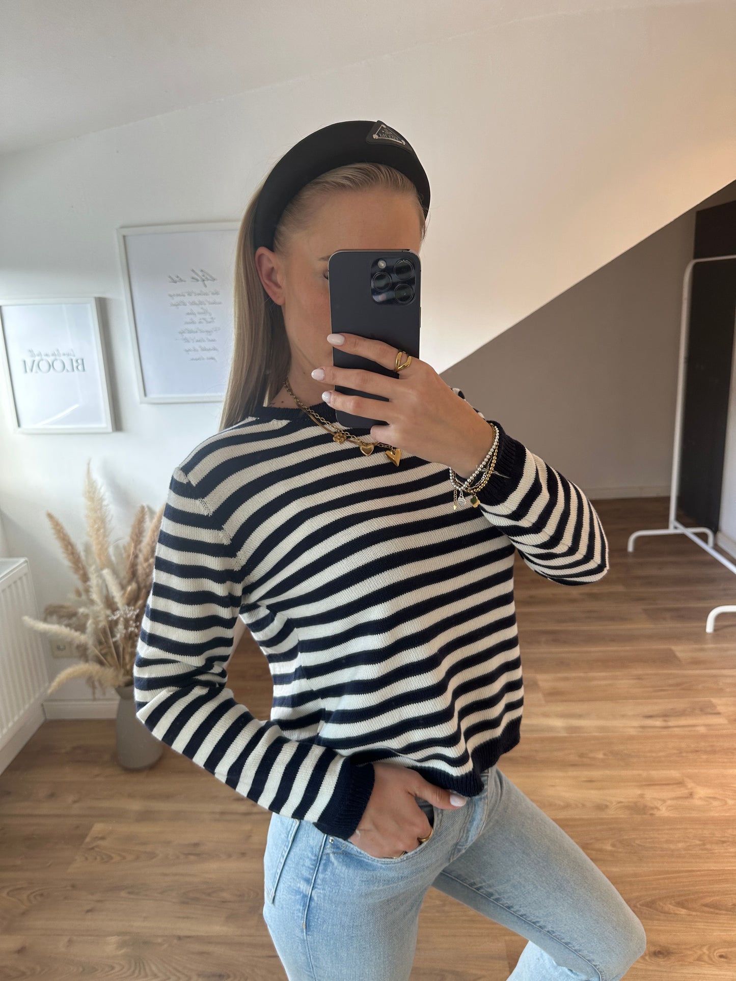 Streifchen Pulli Alva Gelb Weiß