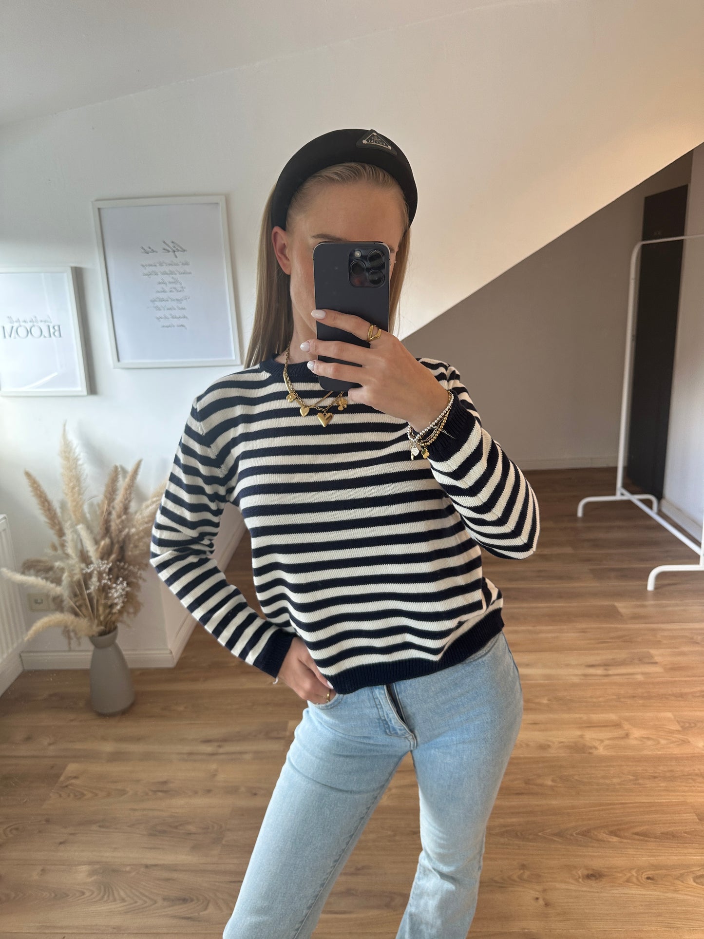 Streifchen Pulli Alva Gelb Weiß