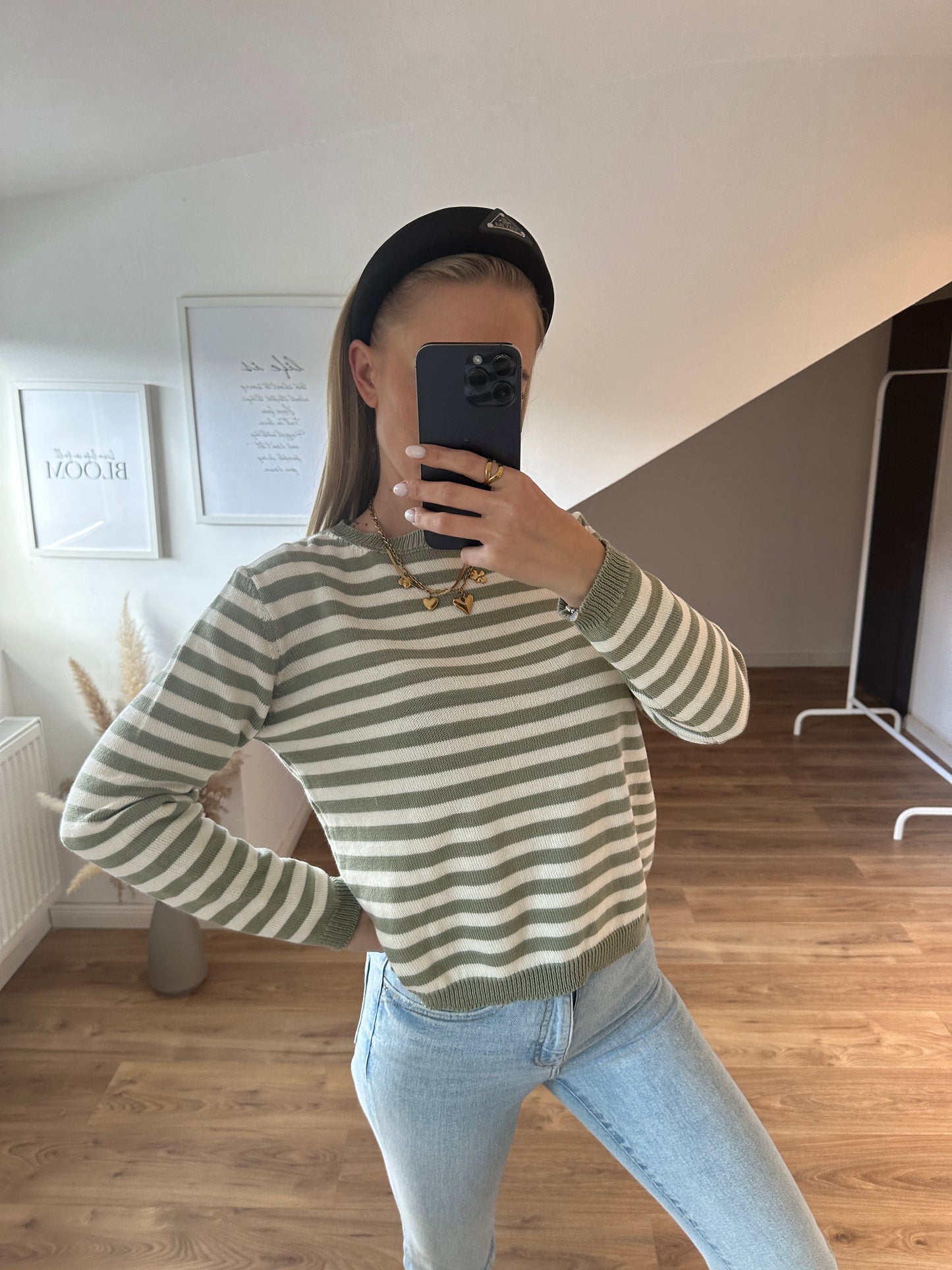 Streifchen Pulli Alva Gelb Weiß