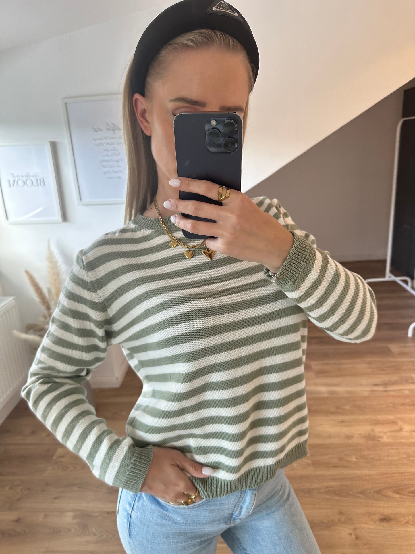 Streifchen Pulli Alva Gelb Weiß
