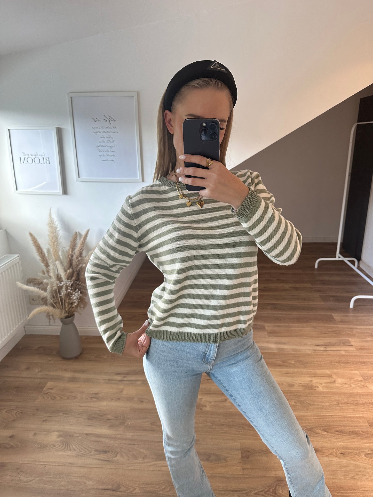 Streifchen Pulli Alva Gelb Weiß