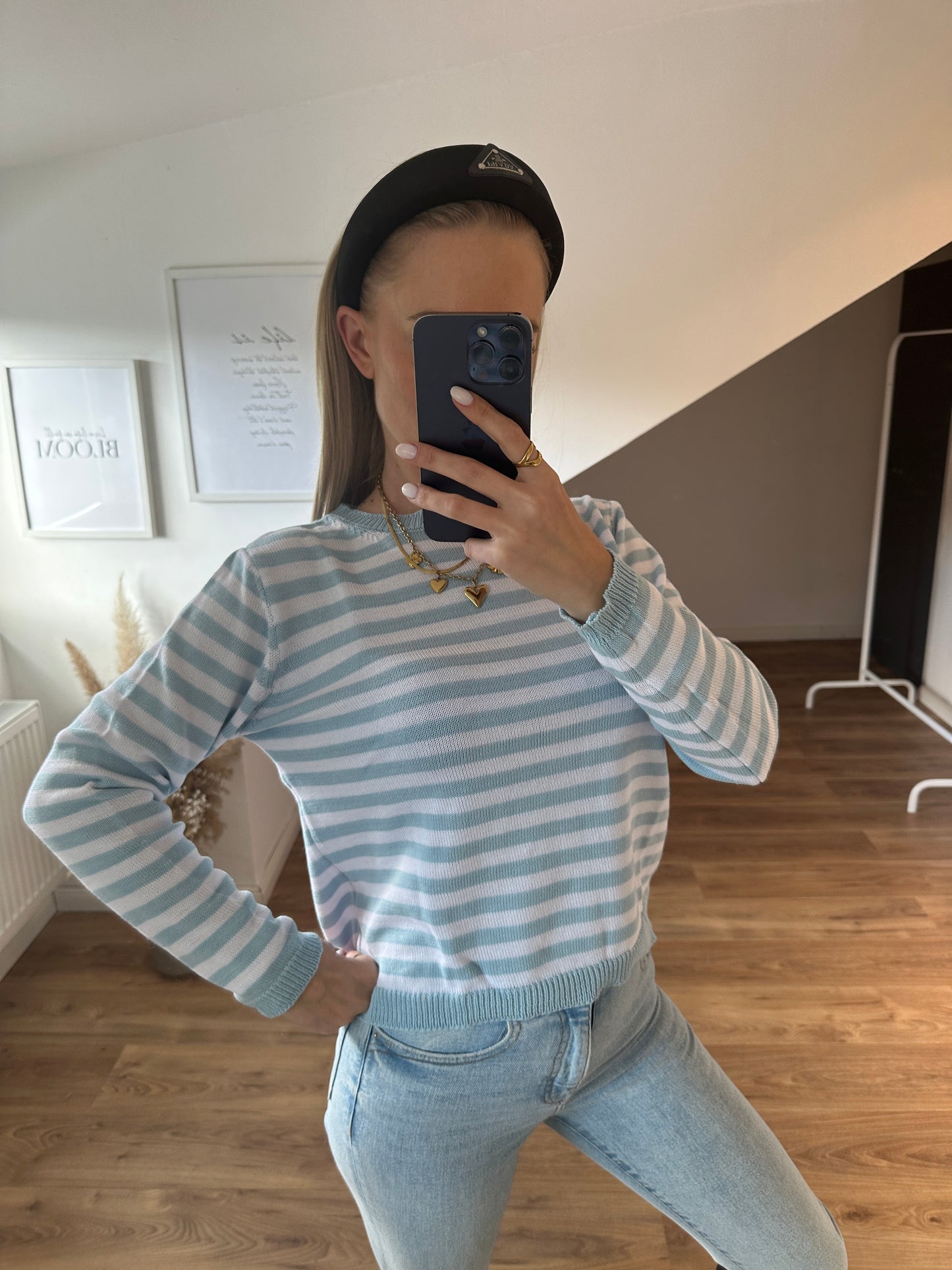 Streifchen Pulli Alva Gelb Weiß