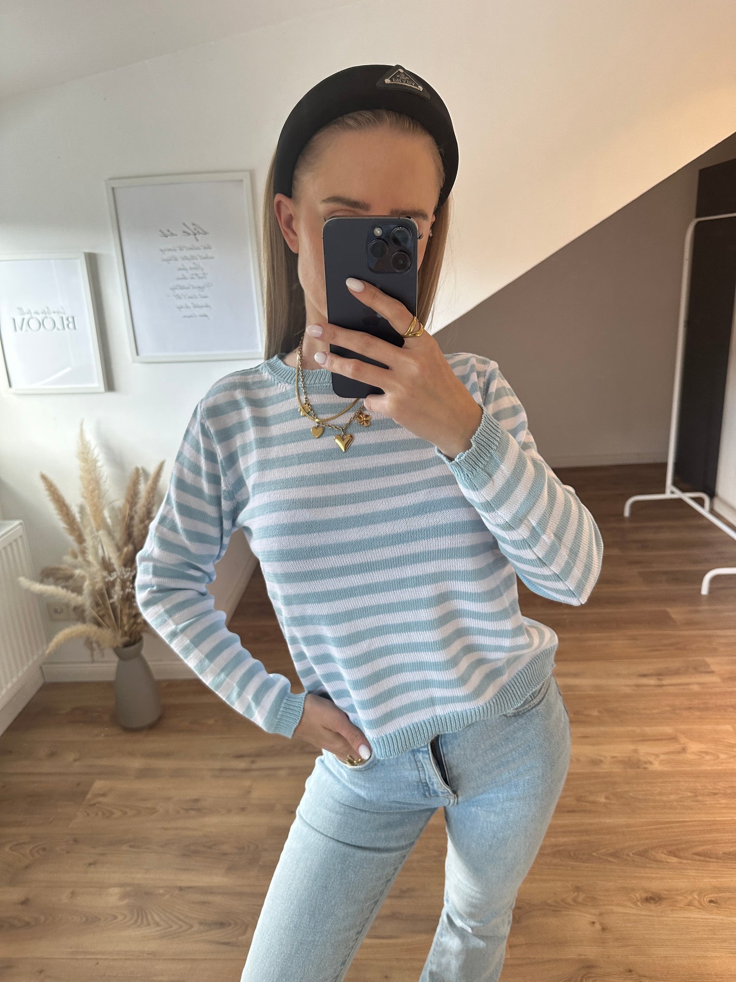 Streifchen Pulli Alva Gelb Weiß