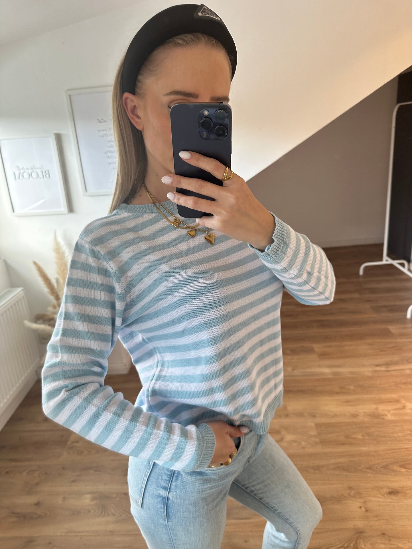 Streifchen Pulli Alva Gelb Weiß