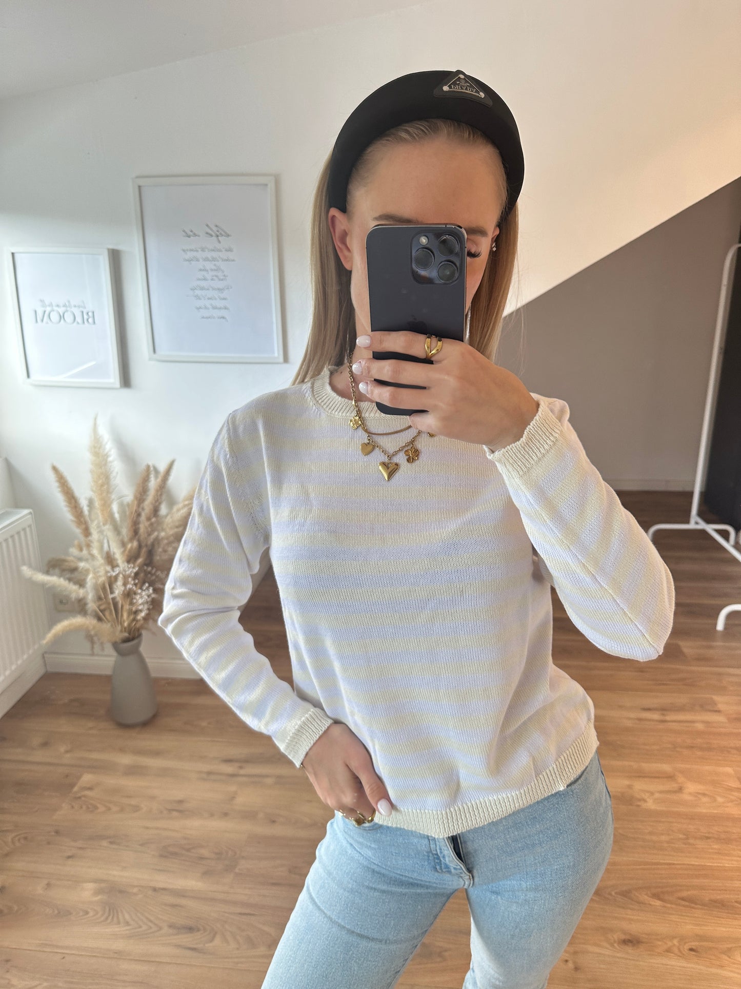 Streifchen Pulli Alva Gelb Weiß