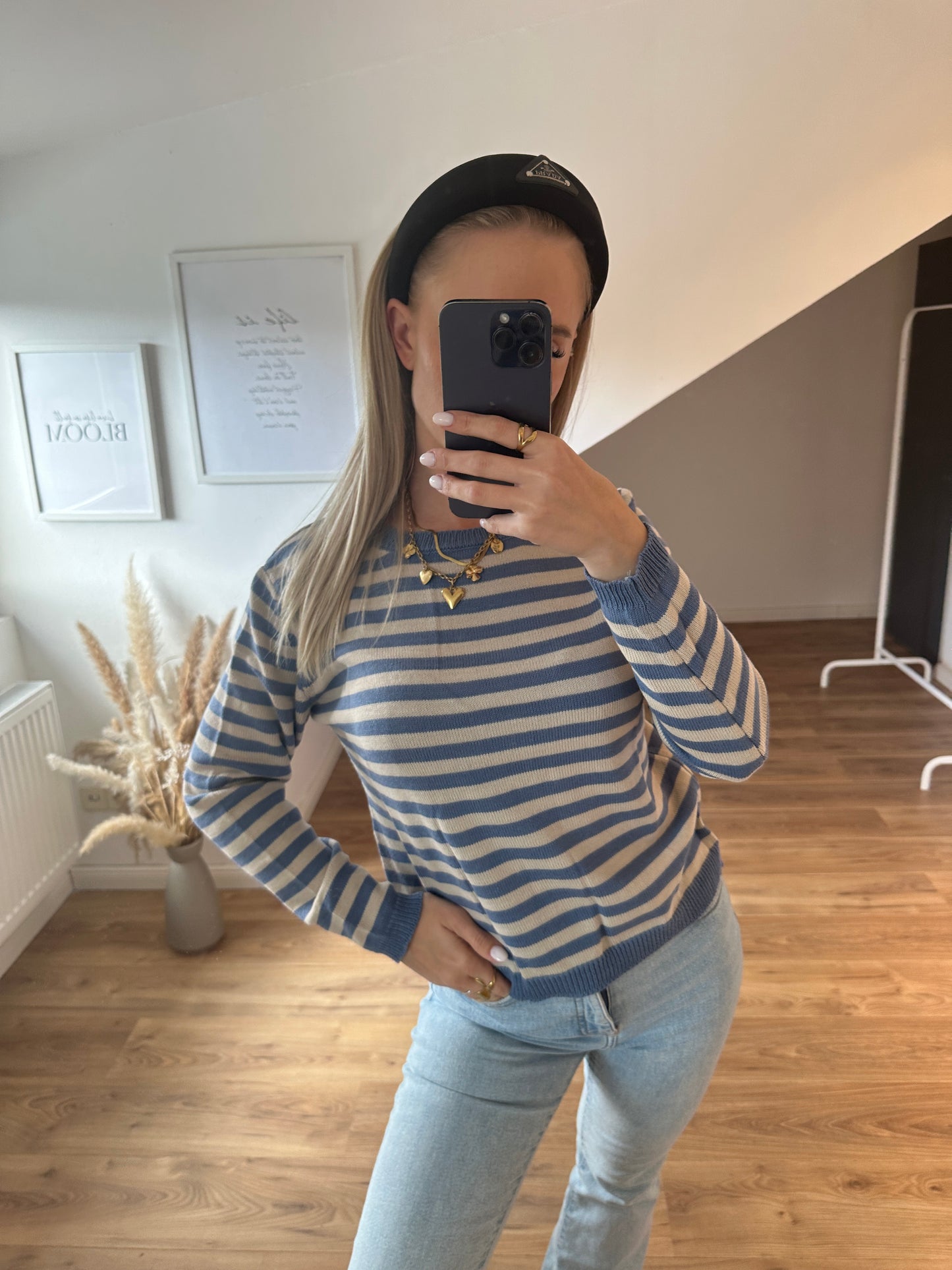 Streifchen Pulli Alva Gelb Weiß