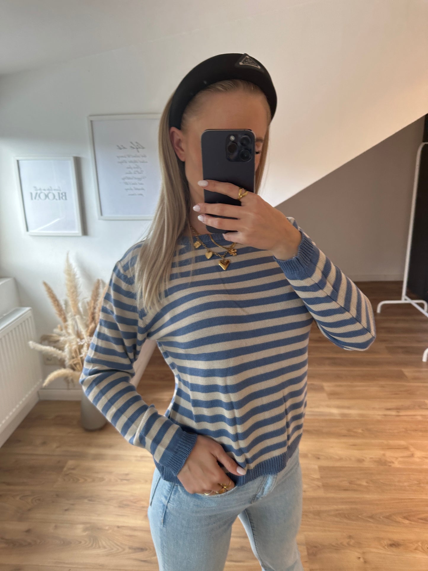Streifchen Pulli Alva Gelb Weiß