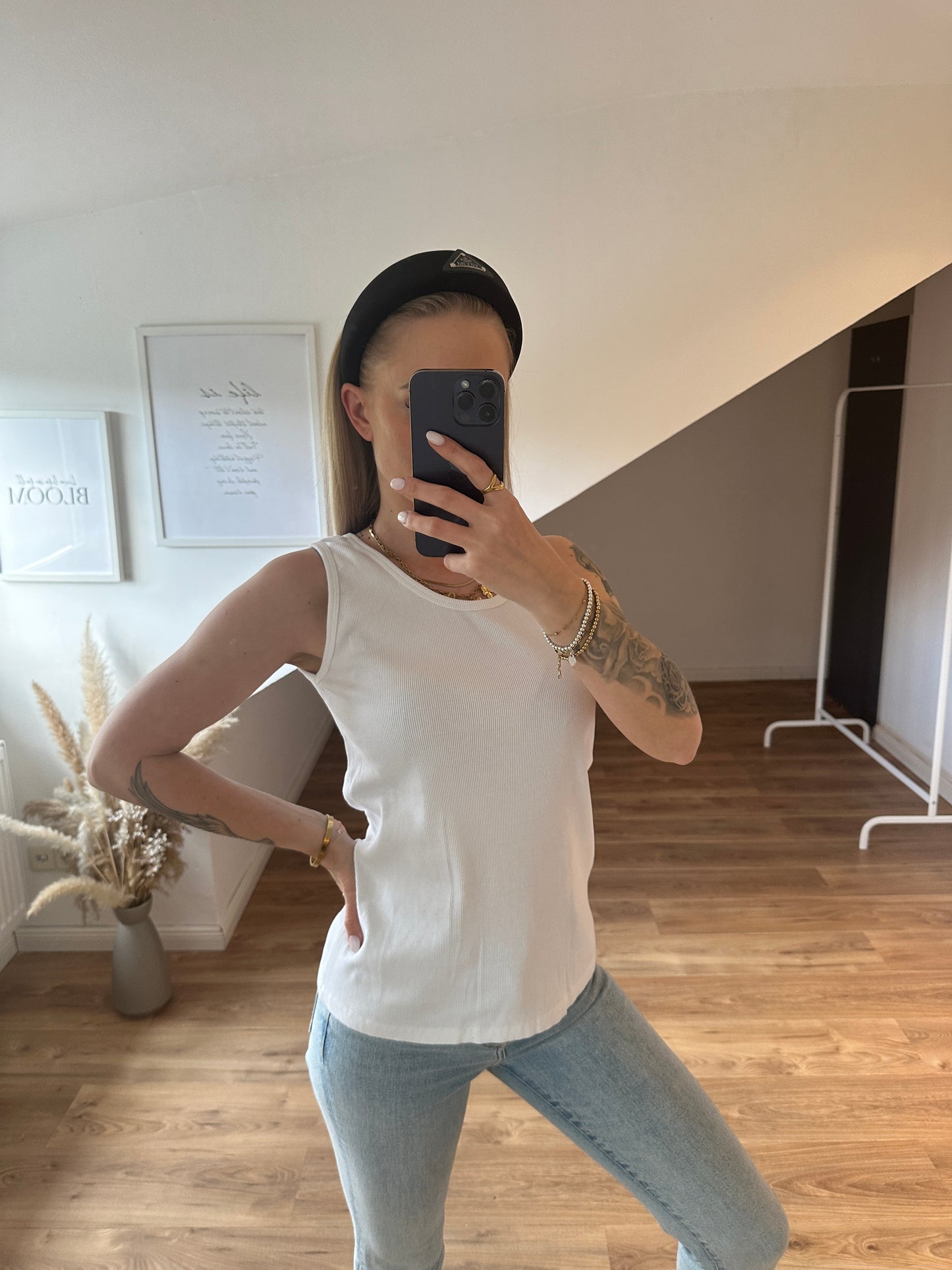 Top gerippt Taupe