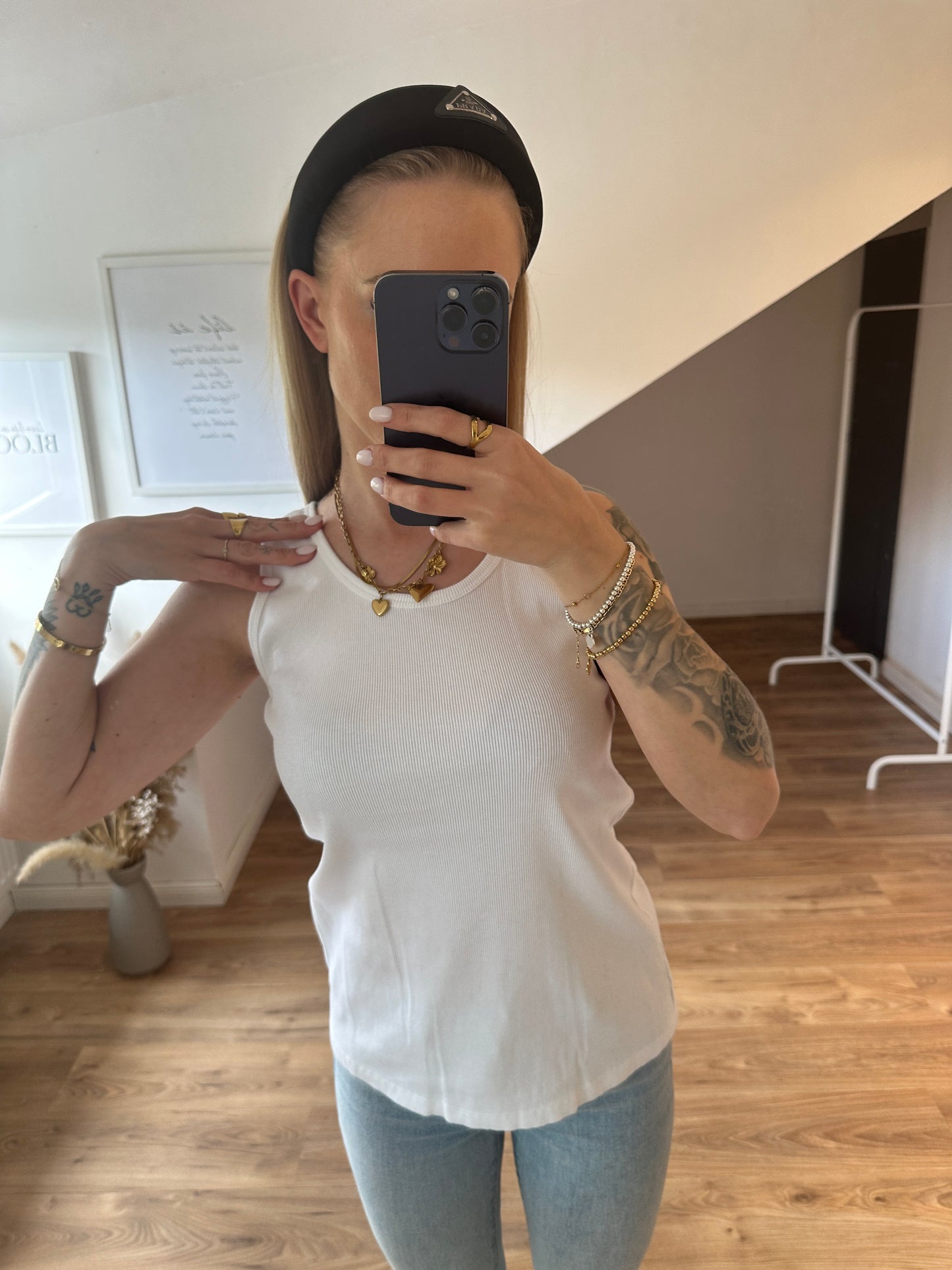 Top gerippt Taupe