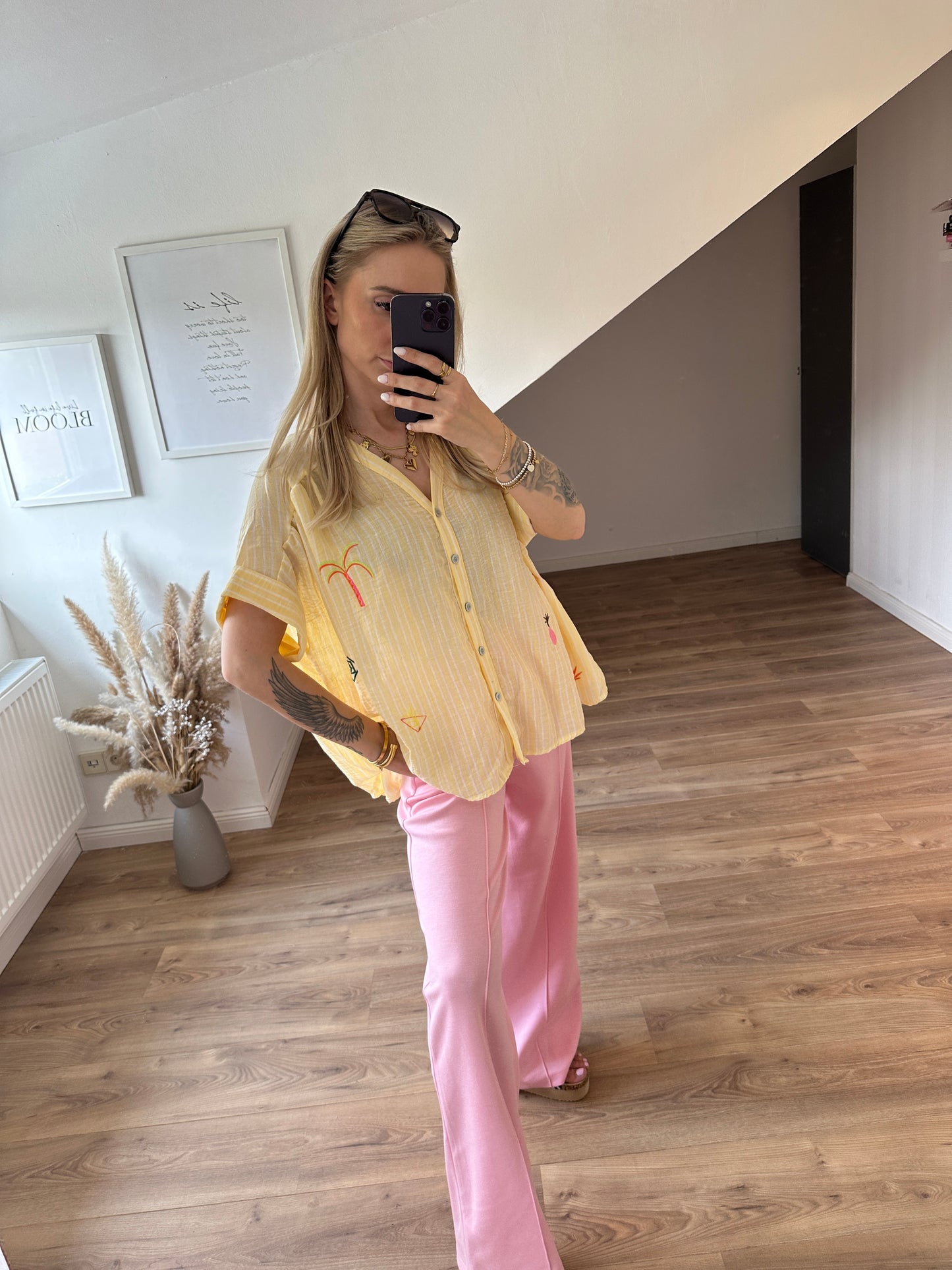 Kurzarm Bluse Beach Beige