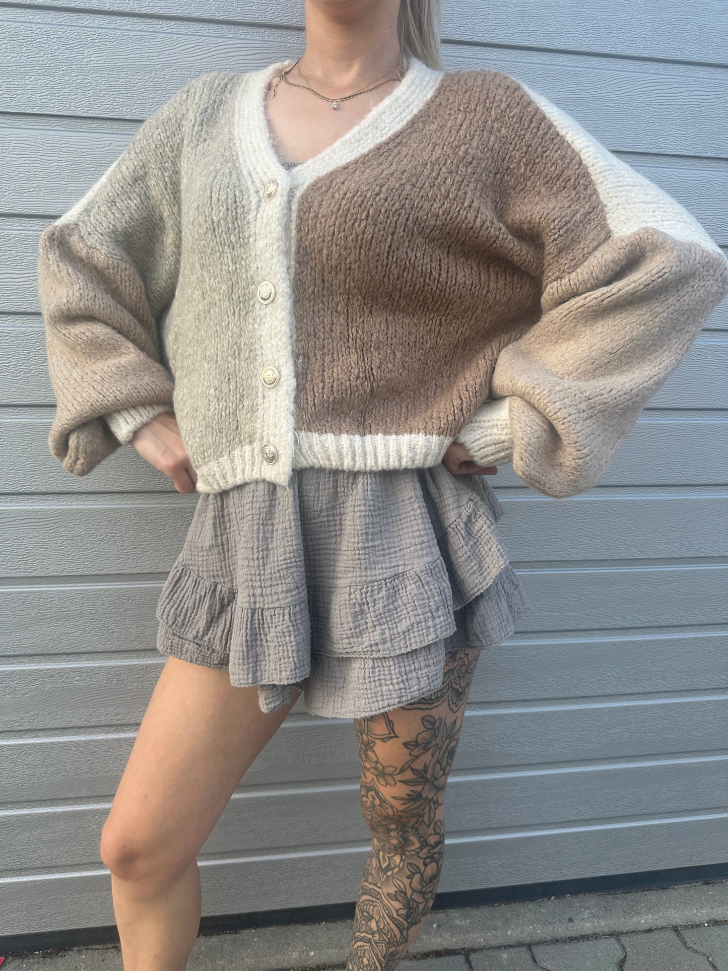 Cardigan "Marshmello" Braun Creme Beige Taupe