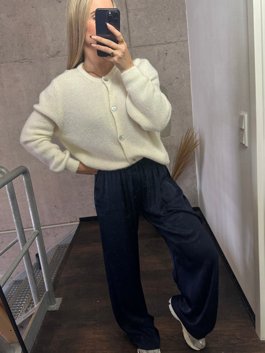 Plissee Hose Seiden Optik Dunkelblau