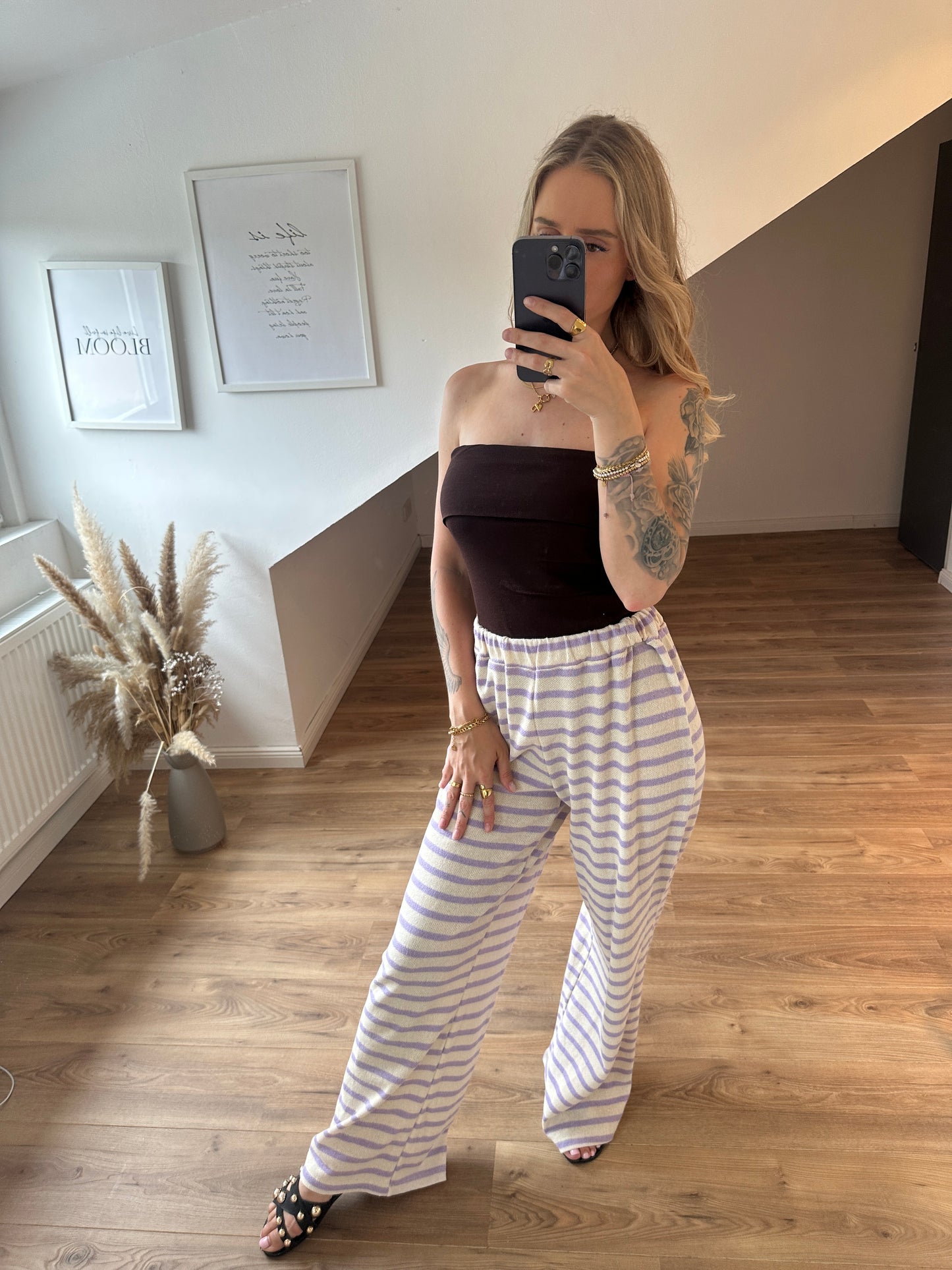 Hose Stripes & Vibes Flieder Beige