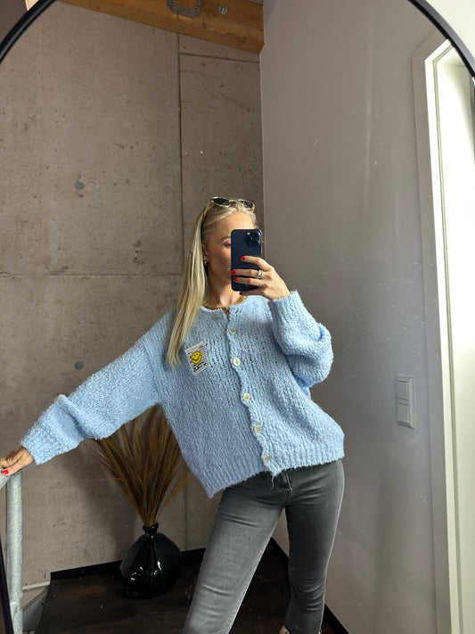 Smiley Cardigan Hellblau