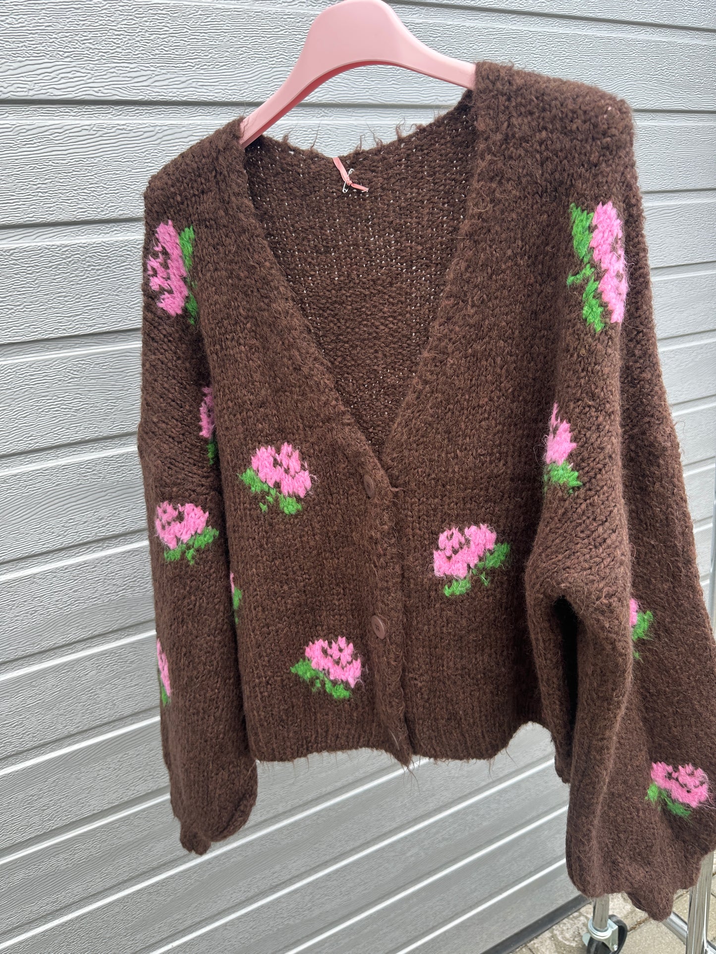 Cardigan Blumi Braun Rosa