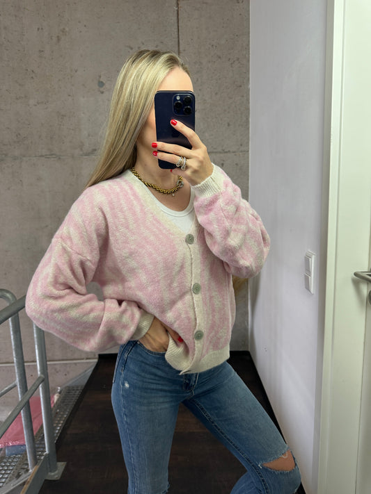 Zebra Cardigan Rosa Creme
