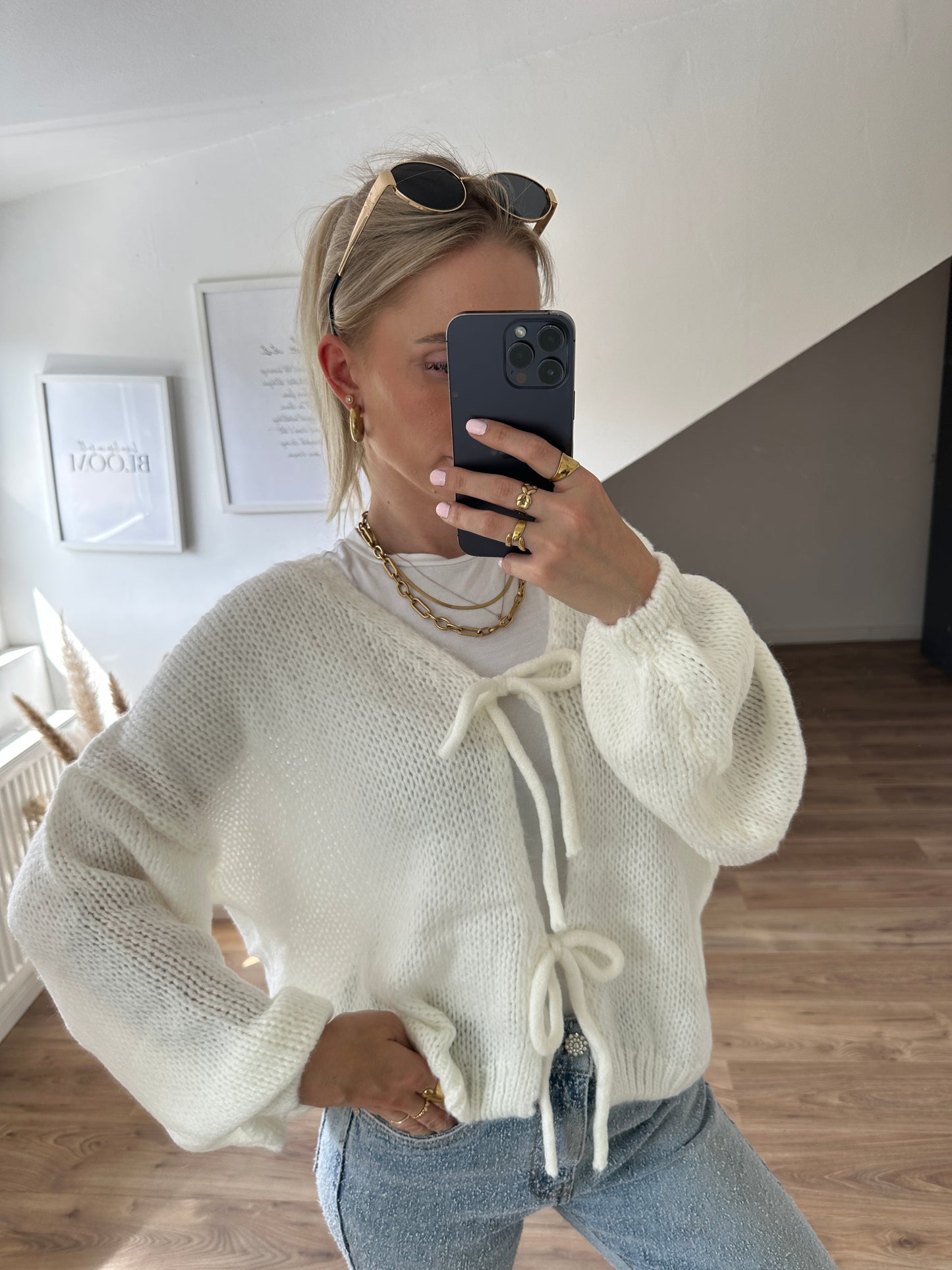 Knoten Cardigan "Leni" Wollweiss