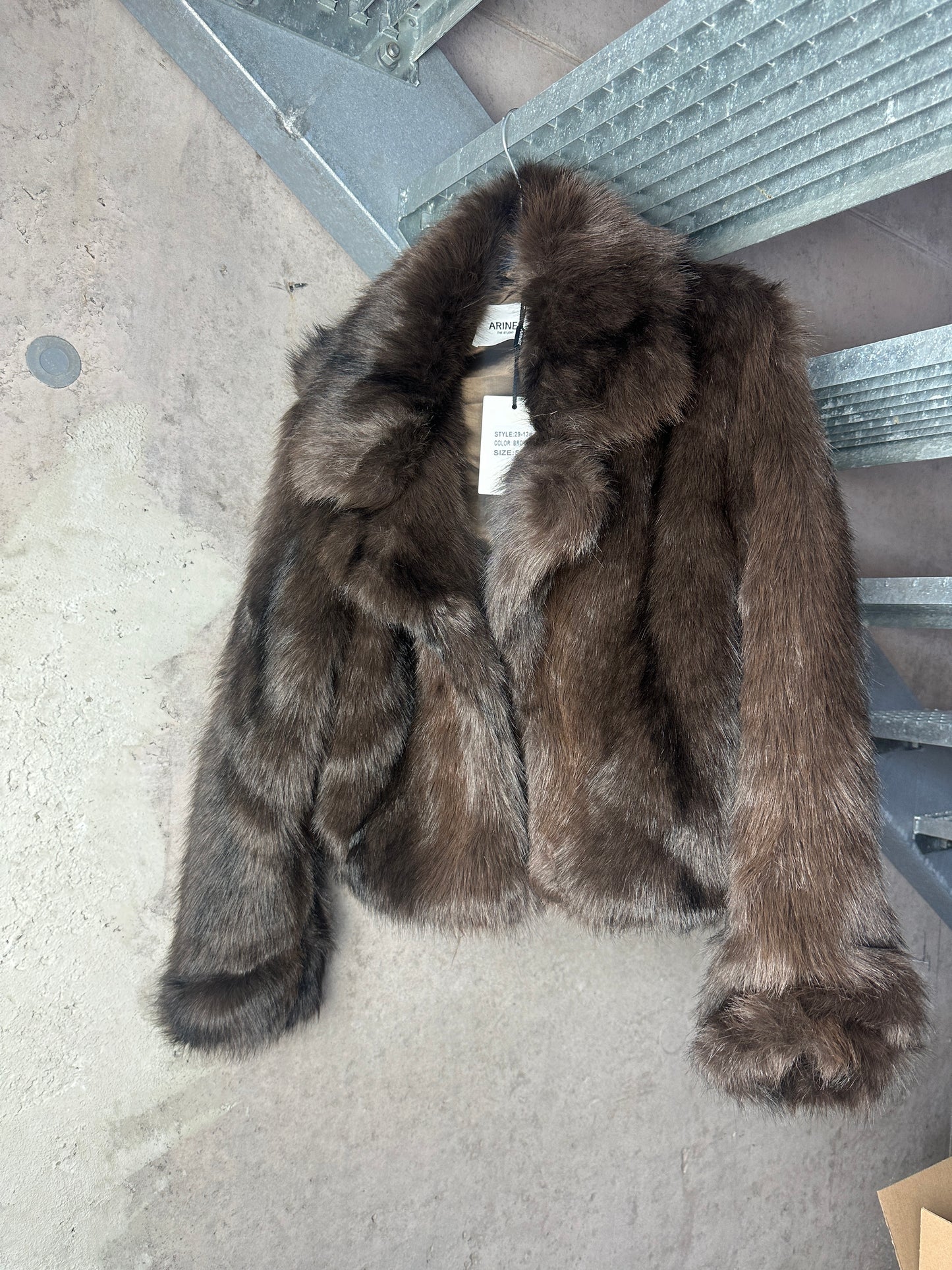 Kunstfell Jacke Dunkelbraun