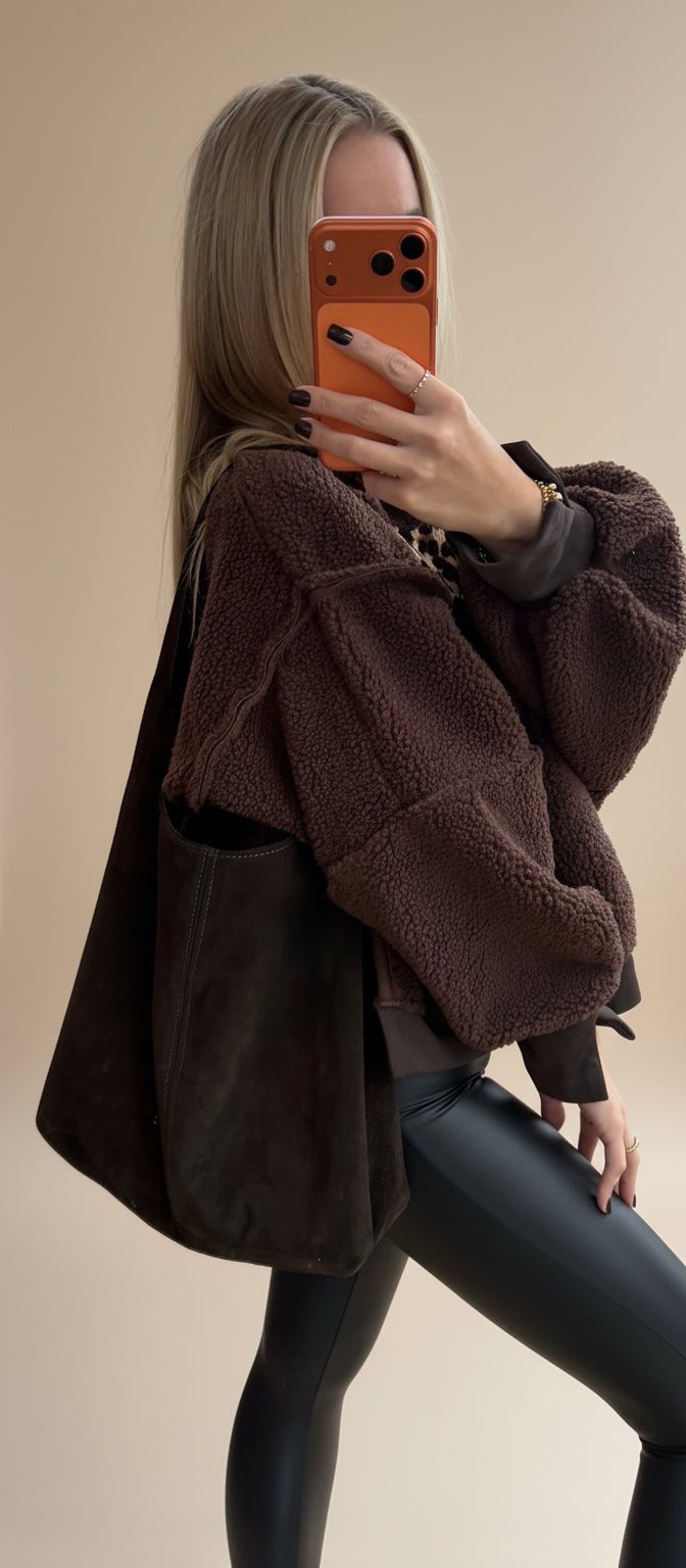 Tasche Wildleder Dunkelbraun