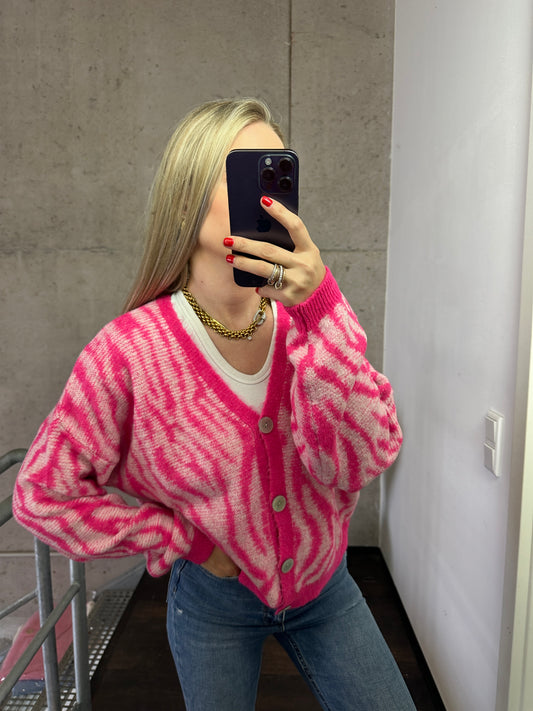 Zebra Cardigan Pink Rosa