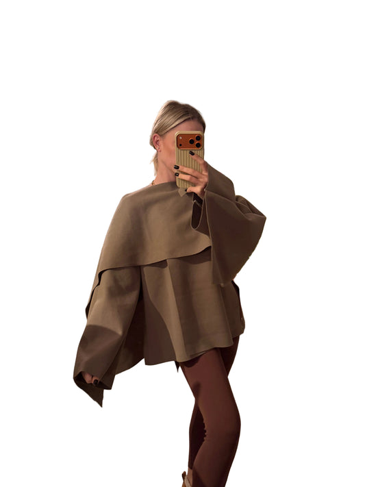 Poncho Jacke Taupe