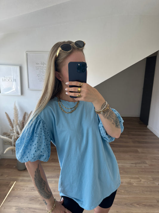T-Shirt mit Pufferärmelchen Blau