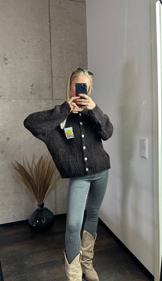 Smiley Cardigan Braun