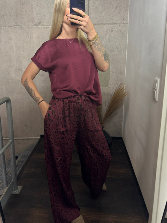 Seiden Shirt Bordeauxrot