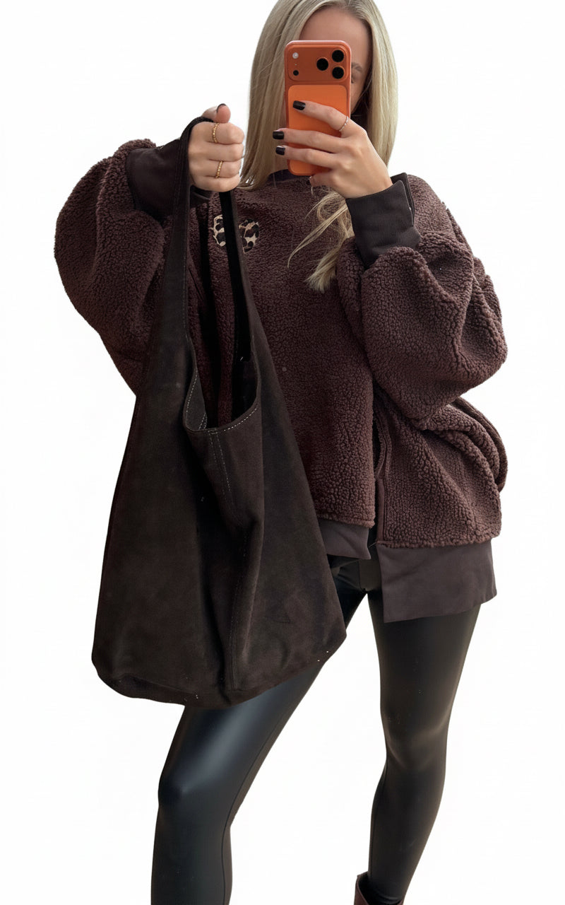 Tasche Wildleder Dunkelbraun