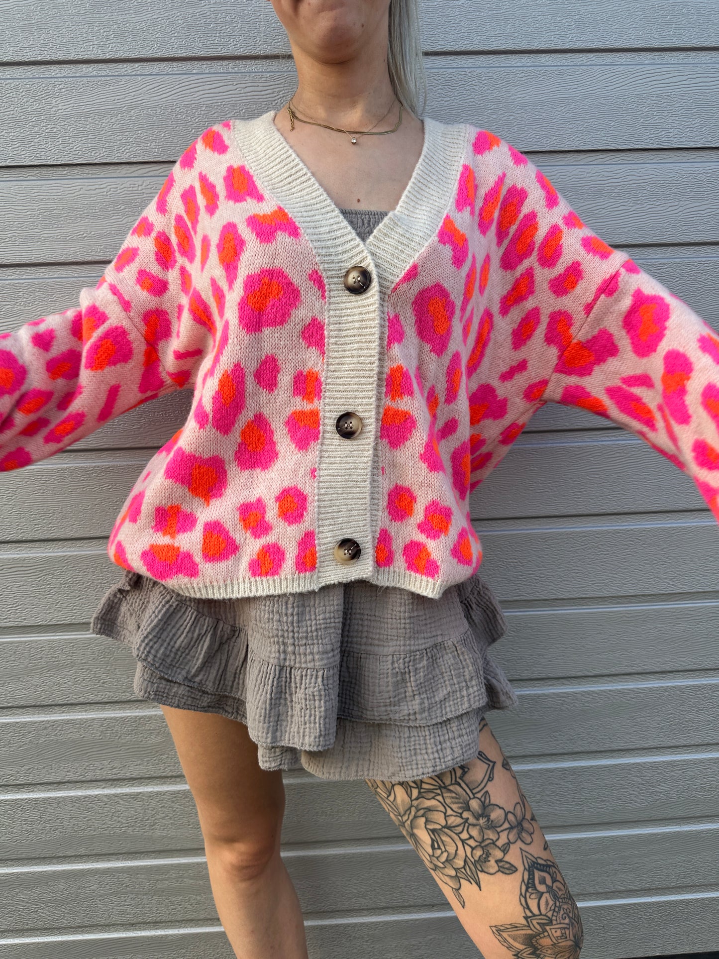 Cardigan Leo Fieber Neon Pink