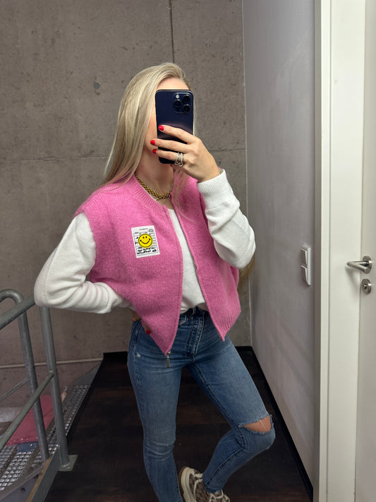 Weste mit Reißverschluss Smiley Rosa