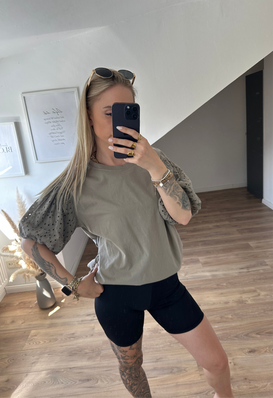 T-Shirt mit Pufferärmelchen Taupe