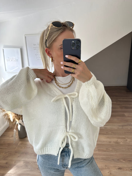 Knoten Cardigan "Leni" Wollweiss