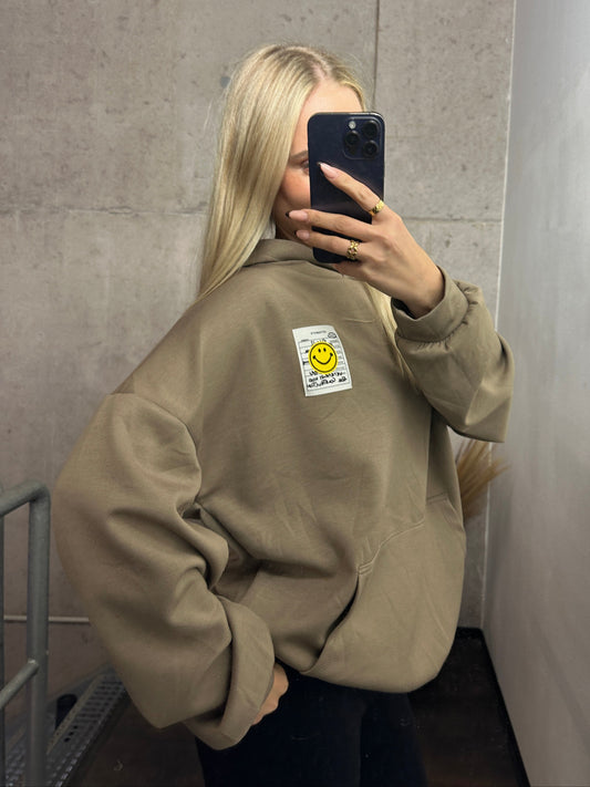 Smiley Hoodie Taupe