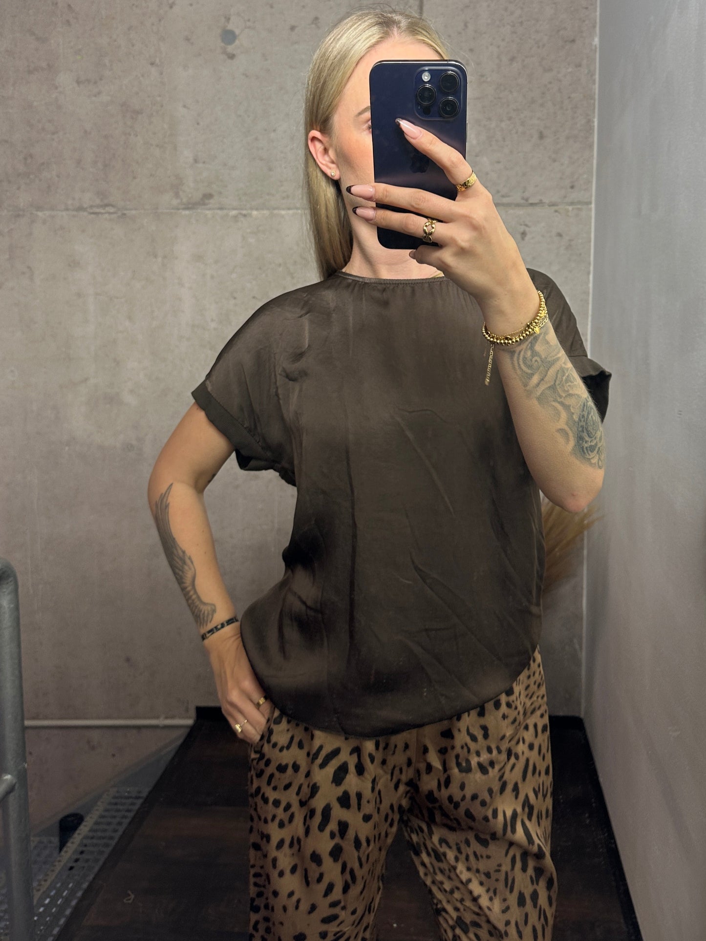 Seiden Shirt Dunkelbraun
