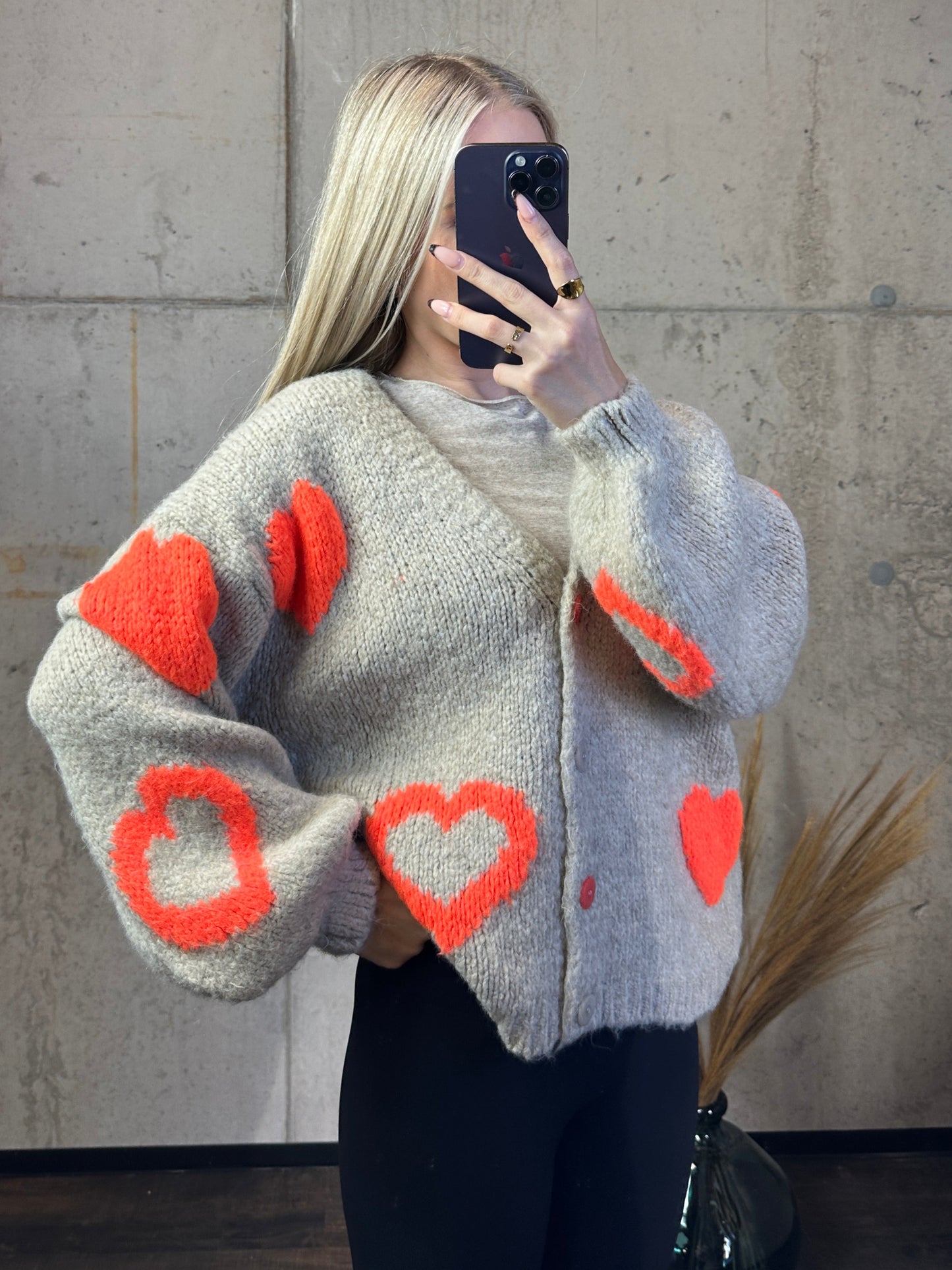 Cardigan „Herzi“ Creme/Orange