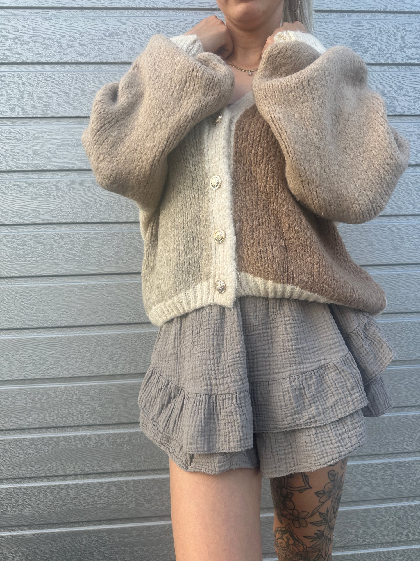 Cardigan "Marshmello" Braun Creme Beige Taupe