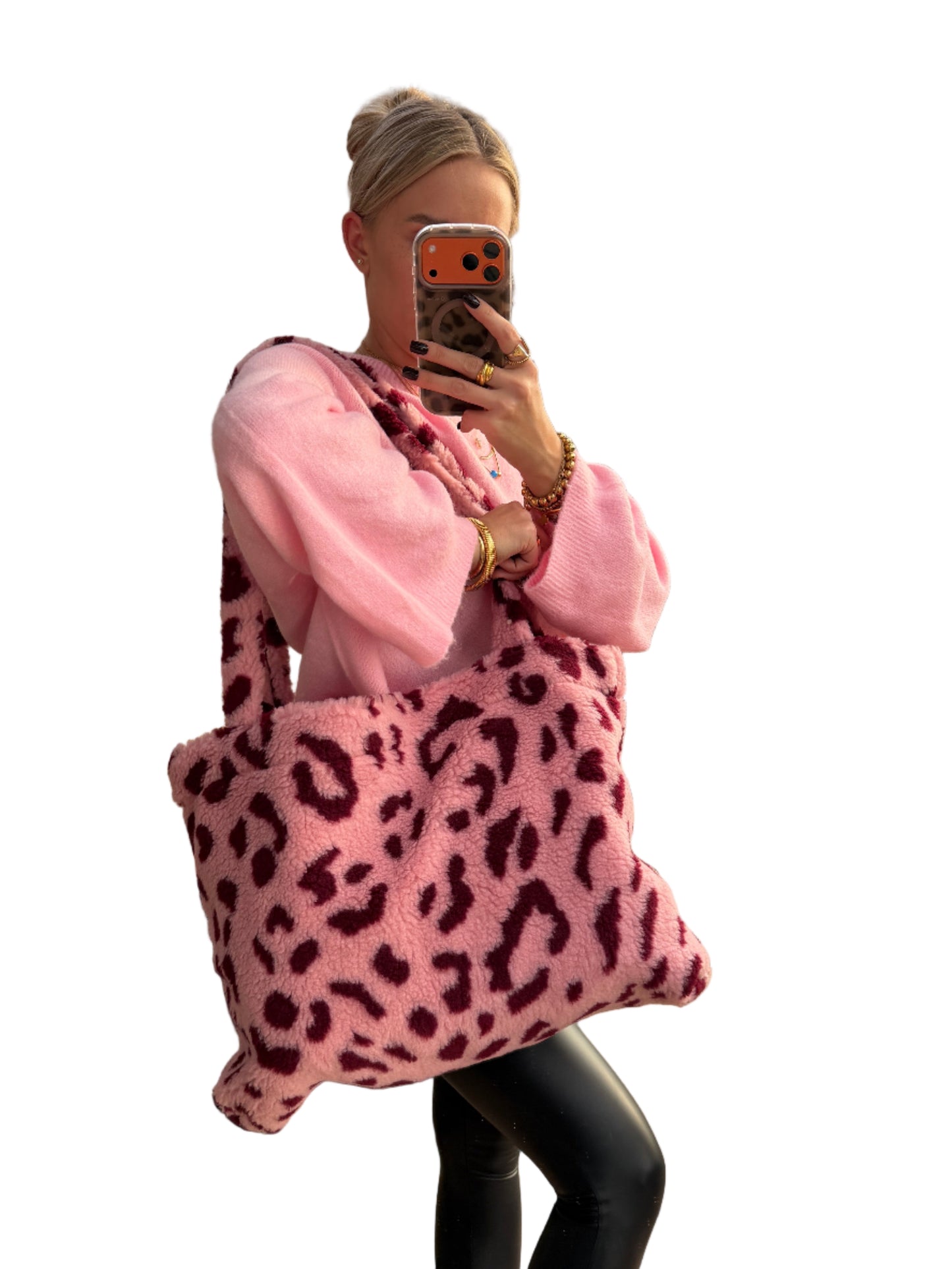 Leo Teddy Tasche Rosa Bordeauxrot