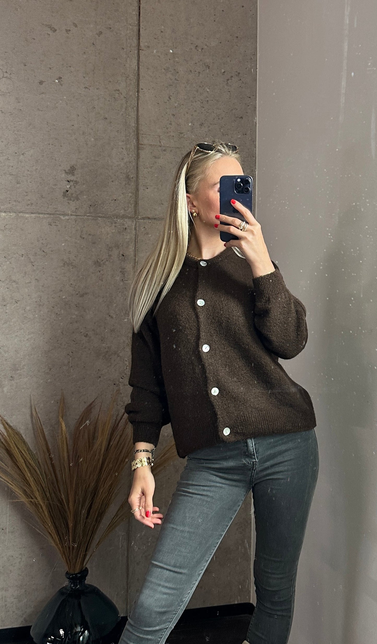 Alpaka Cardigan Dunkelbraun