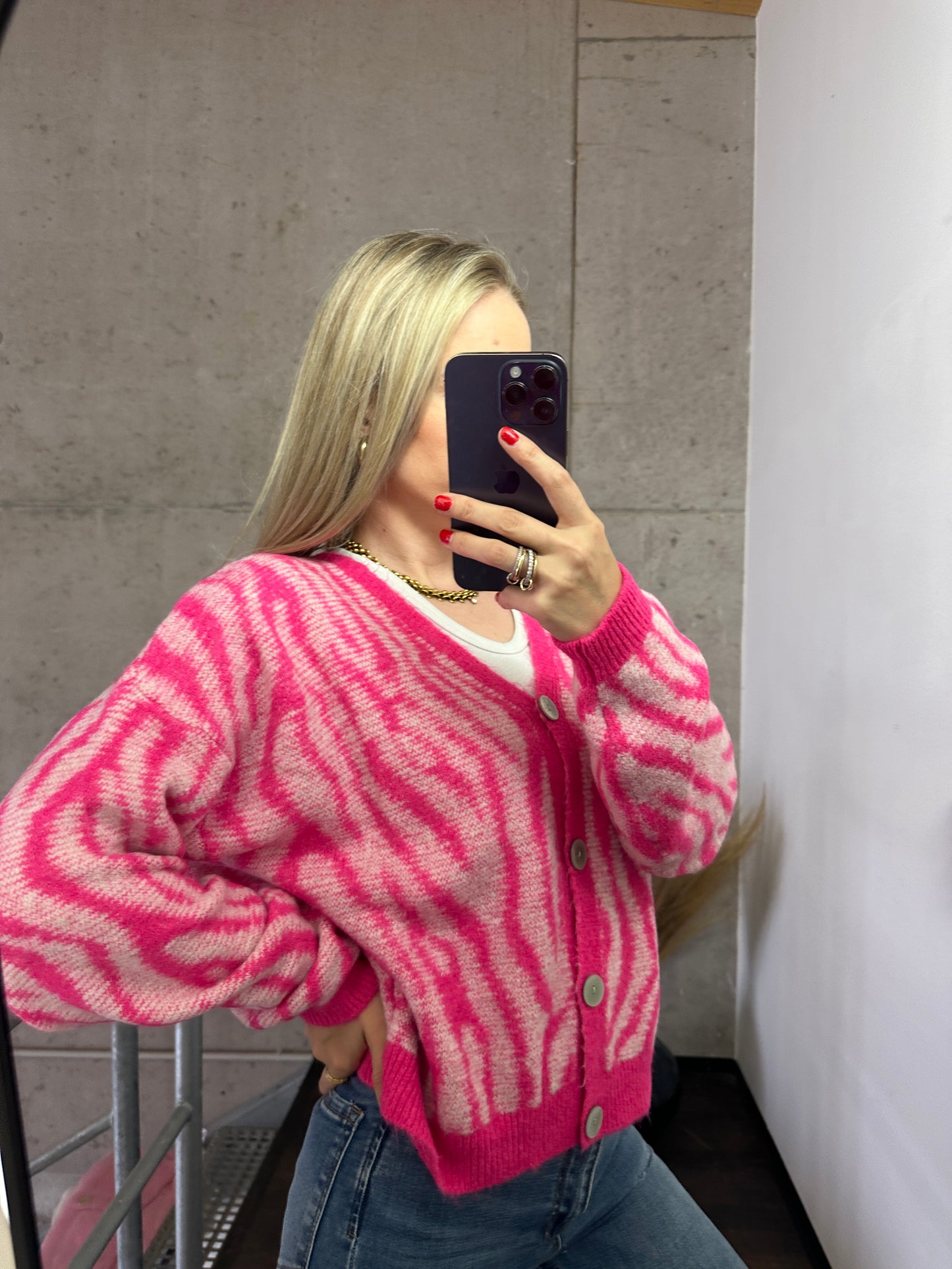 Zebra Cardigan Pink Rosa