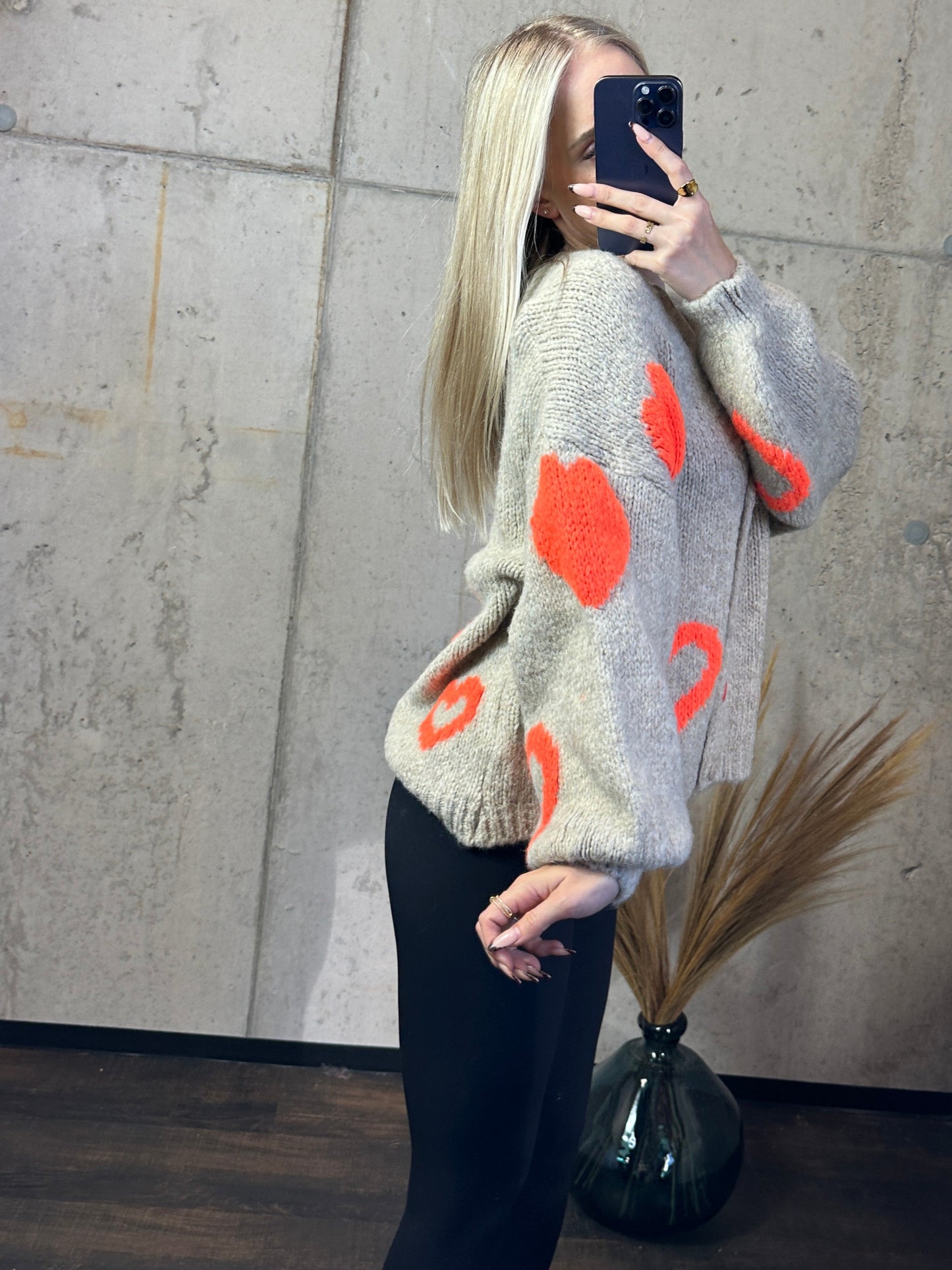 Cardigan „Herzi“ Creme/Orange