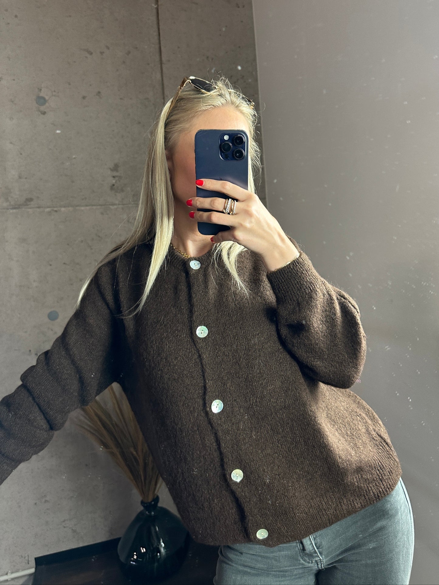 Alpaka Cardigan Dunkelbraun
