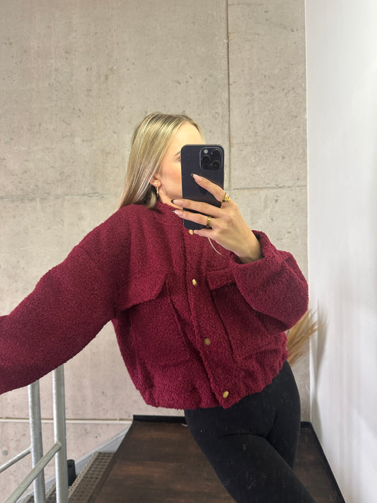 Teddy Jacke Bordeauxrot