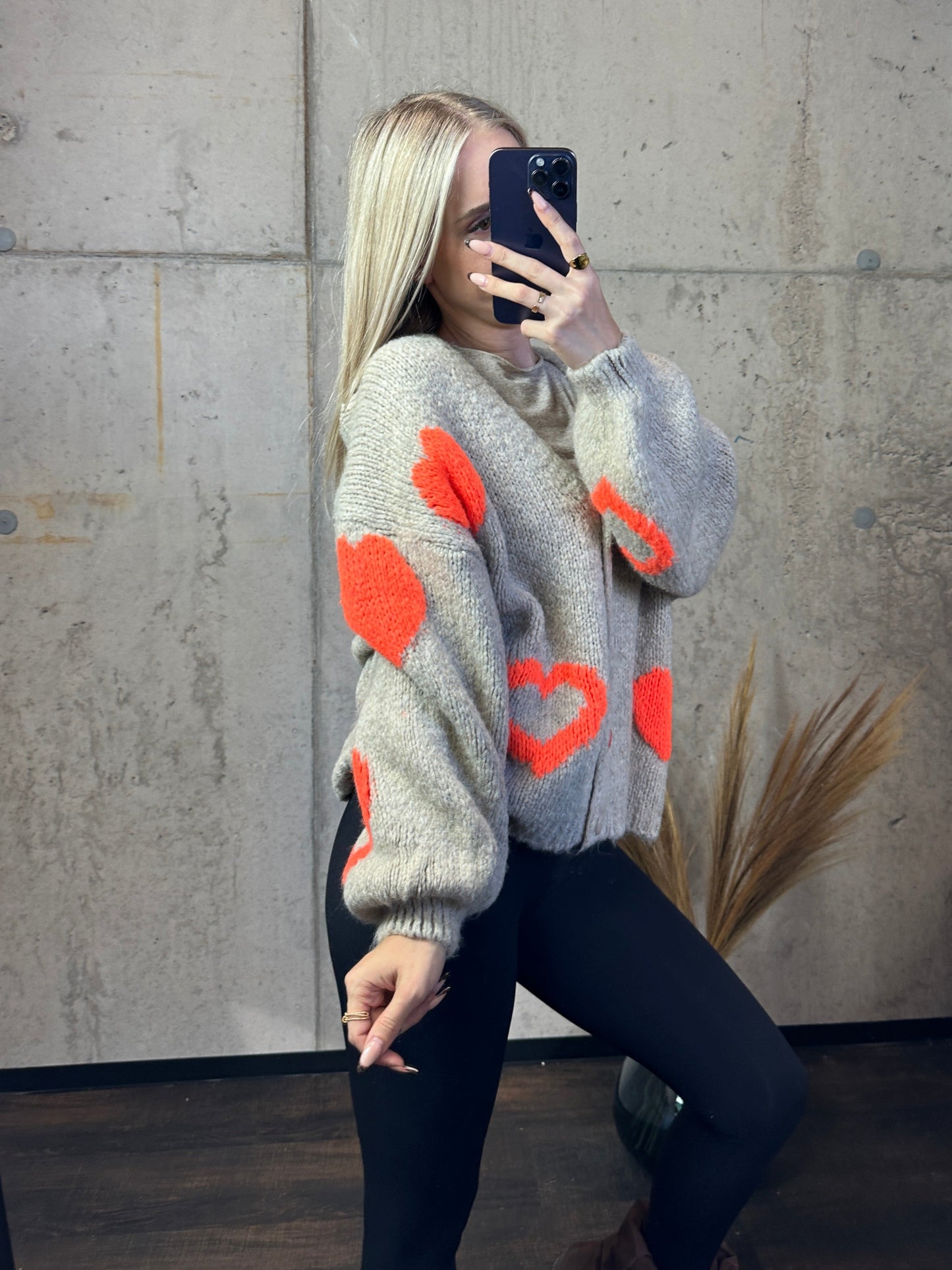 Cardigan „Herzi“ Creme/Orange