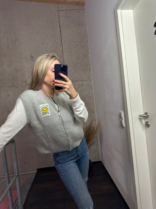Weste mit Reißverschluss Smiley Grau